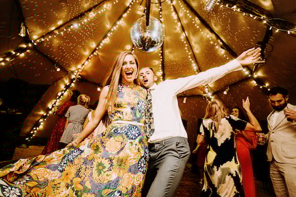 Amy & Dom Stunning PapaKåta Tipi Tent Wedding in Kilnsey Park, Yorkshire Dales. Steve Bridgwood Photography; Dancing Time!