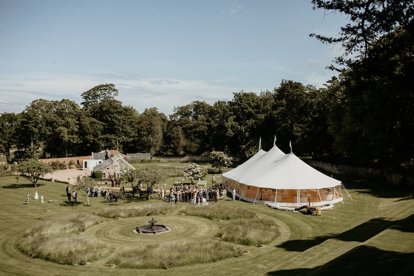 Laura & Robbie Stunning PapaKåta Sperry Tent Wedding at The Walled Garden at Strathtyrum, Scotland, Captured by Claire Fleck Photography; Beautiful Sperry Set Up