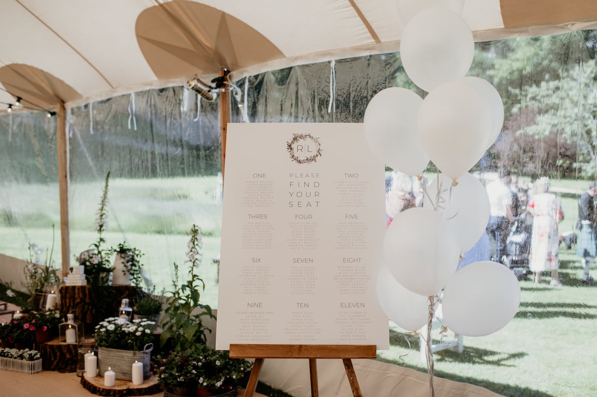 Laura & Robbie Stunning PapaKåta Sperry Tent Wedding at The Walled Garden at Strathtyrum, Scotland, Captured by Claire Fleck Photography; Seating Arrangements