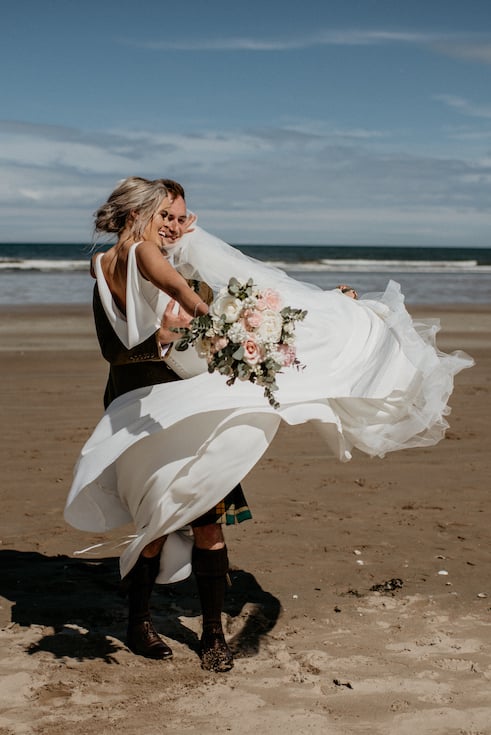 Laura & Robbie Stunning PapaKåta Sperry Tent Wedding at The Walled Garden at Strathtyrum, Scotland, Captured by Claire Fleck Photography; The New Mr & Mrs!