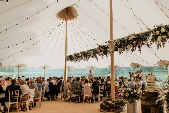 Laura & Robbie Stunning PapaKåta Sperry Tent Wedding at The Walled Garden at Strathtyrum, Scotland, Captured by Claire Fleck Photography; Wedding Breakfast