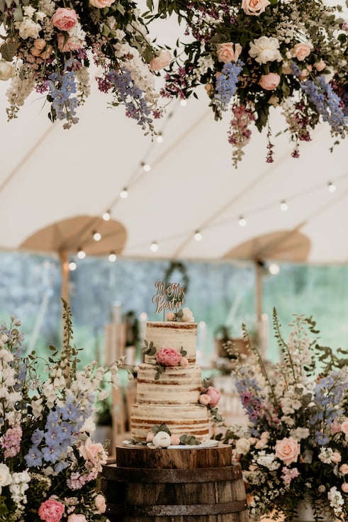 Laura & Robbie Stunning PapaKåta Sperry Tent Wedding at The Walled Garden at Strathtyrum, Scotland, Captured by Claire Fleck Photography; Gorgeous Cake by Sandra’s Cakes, St Andrews