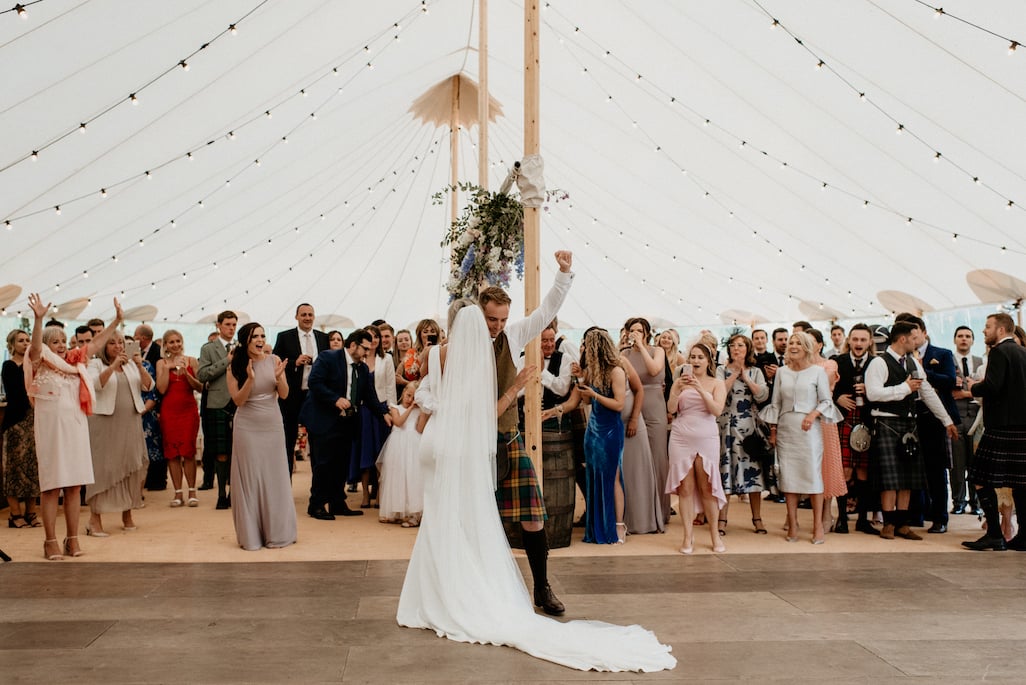 Laura & Robbie Stunning PapaKåta Sperry Tent Wedding at The Walled Garden at Strathtyrum, Scotland, Captured by Claire Fleck Photography; First Dance