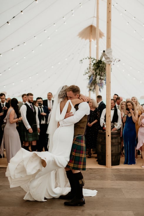Laura & Robbie Stunning PapaKåta Sperry Tent Wedding at The Walled Garden at Strathtyrum, Scotland, Captured by Claire Fleck Photography; The Happy Couple